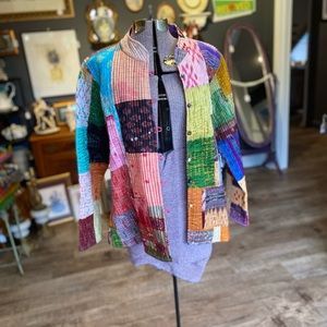 Handmade Kantha Ladies Quilted Jacket Hand Sewn Cotton Size XXL
